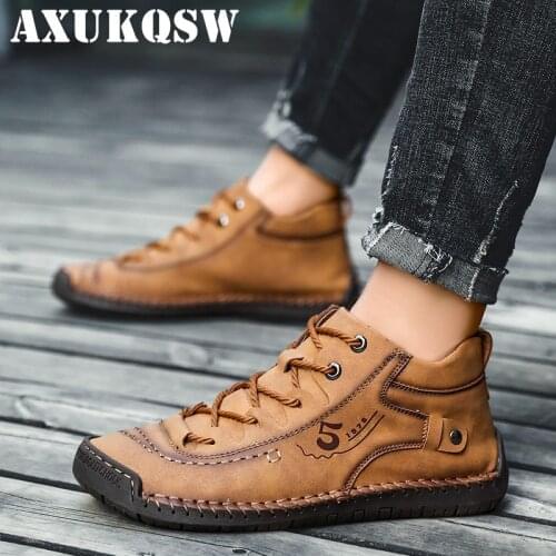 Mens Hiking Shoes Men Leather Winter Mens Boots Waterproof Breathable Moccasins Designer Style Walk Shoes Comfortable Sneakers