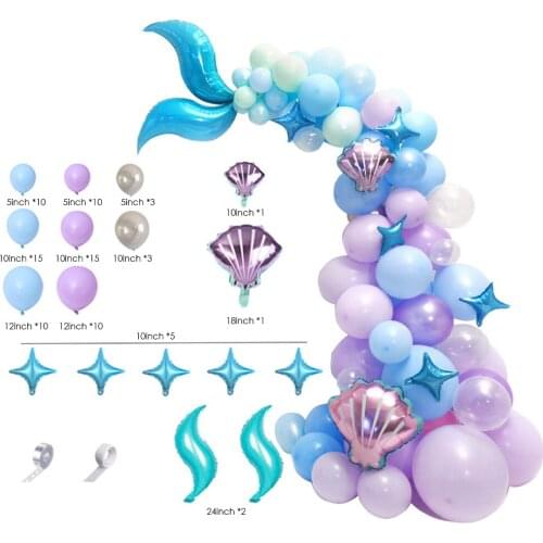Mermaid Tail Balloon Garland Set Latex Balloon Mermaid Theme Party Supplies for Birthday Party Decorations