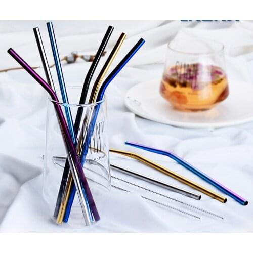 Stainless. steel reusable metal strawsColor. stainless steel straws. with 1 brushMetal. drink juice. party special accessories