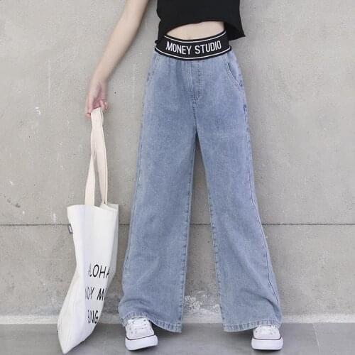 2020 New Arrival Autumn Baby Girls Denim Pants Children Kids Solid Jeans High Waist with Bottons Fashion Cute Girls Jeans