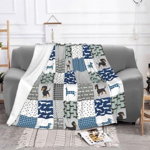 Dachshund Cute Blanket Flannel Print Dog Pets Portable Ultra-Soft Throw Blankets for Sofa Outdoor Plush Thin Quilt