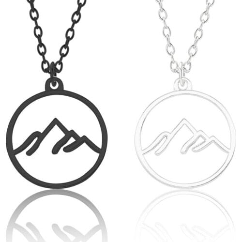 Round Charm Mountain Pendant Necklace Fashion Chains Circle Charm Necklace U Men Women Choker Necklace Jewelry