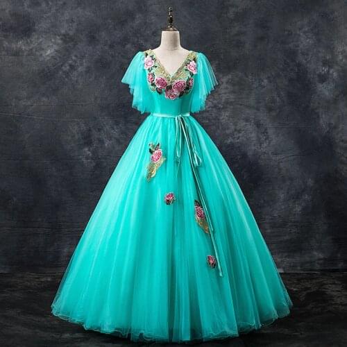 Elegant Party Prom Quinceanera Dress Fashion V-neck Formal Ball Gown Luxury Lace Embroidery Quinceanera Dresses Plus Size Gowns