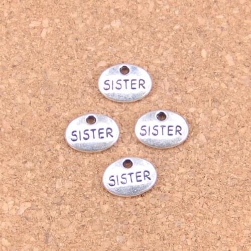 30pcs Charms double sided sister 11x8mm Antique Pendants,Vintage Tibetan Silver Jewelry,DIY for bracelet necklace