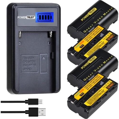 PowerTrust 7.2V 2800mAh NP-F570 NP-F550 LED Video Light Battery + LCD USB Charger for Yongnuo Viltrox Video LED Light F550 F570