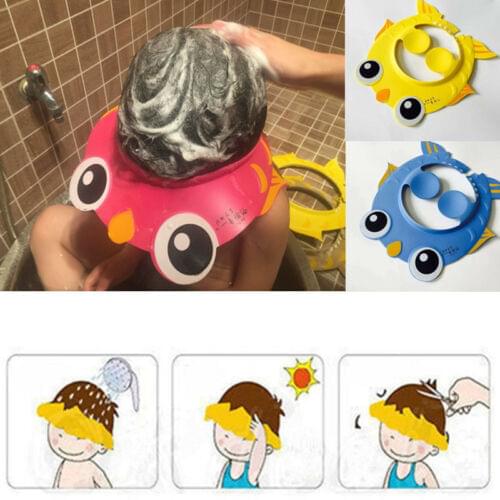 Adjustable Baby kids Shampoo Bath Shower Hat Cap Wash Hair Waterproof Shield Shower Cap Hat With Ears Protector