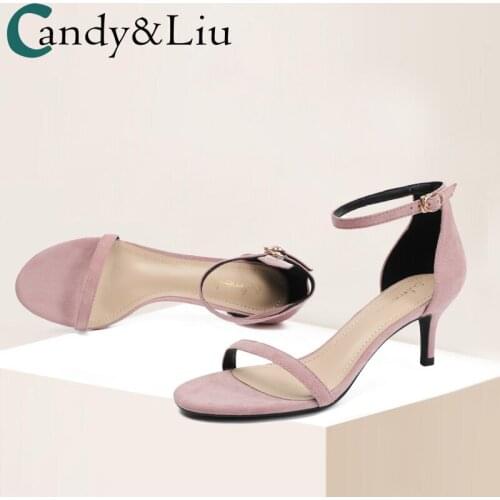 With Skirt with Sandals for Women In Summer 2021, The New Tender and Sweet Pink 6cm Stiletto Heels