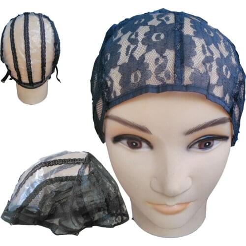 Fishnet mesh wig cap Hairnets 6 PCS/Lot Black Wig Making Cap Top Stretch Weaving Cap Back adjustable Strap for making wigs