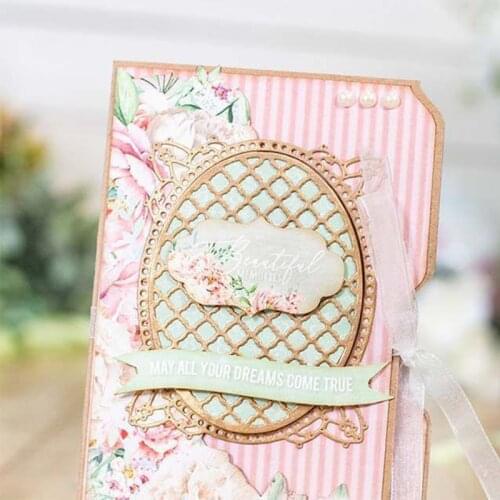 Grid Oval Frame Metal Cutting Dies Stencils For DIY Scrapbooking Photo Album Decorative Embossing Cards Craft Die Cuts Template