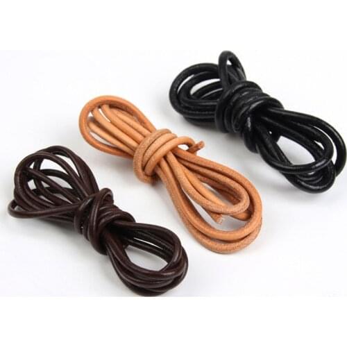 2 Meters Coffee/Brown/Black Genuine Leather Cords Dia 1 1.5 2 2.5 3 3.5 4 5 6 8mm Round Ornament Leather String Rope DIY Jewelry