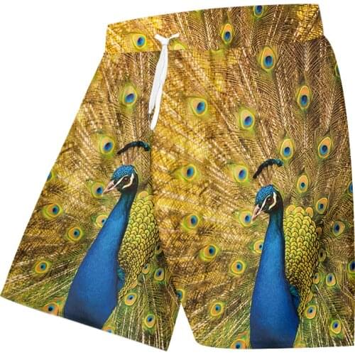 UJWI Peacock Feather 3D Printing Fashion Man Hawaii Plus Size Pants Mens Shorts Clothing Summer Pants Fashion Purchasing 5XL