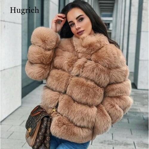 Fake Fox Fur Coat Luxury Women Faux Fur Female Jacket Winter Luxury Thick Fur Collar Solid Outwear 2021 New Arrival Fur Overcoat