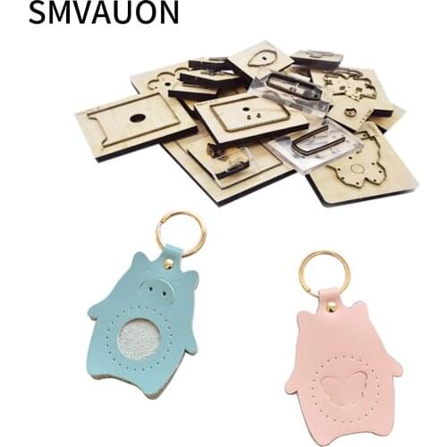 SMVAUON Cute Piglet Leather Keychain Wood Cutting Dies Mold Diy Phone Pendant Foal Pendant Bag Suitable For Die Cutting Machine