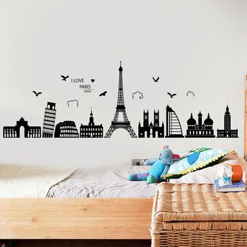 Modern City Wall Stickers Black and White Abstract Wall Art Decals Teenager Bedroom Living Room Decoration Aesthetic Wallpaper