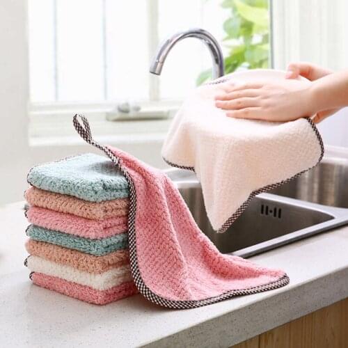 Super Absorbent Clean Cloths Cleaning Wiping Rag Dish Towel Home Kitchen Towel Sink Wipe Coral Fleece Cleaning Towels Wash wh