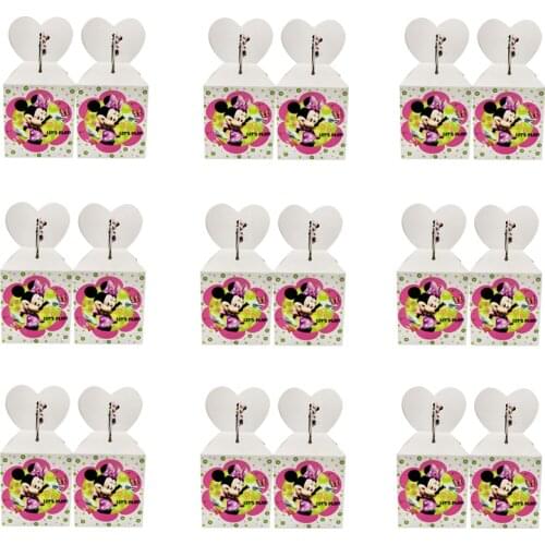 Disney Minnie Mouse Theme Party Paper Candy Box Gift Boxes 1st Kids Birthday Party Decorations Gift Bags Baby Shower Supplies