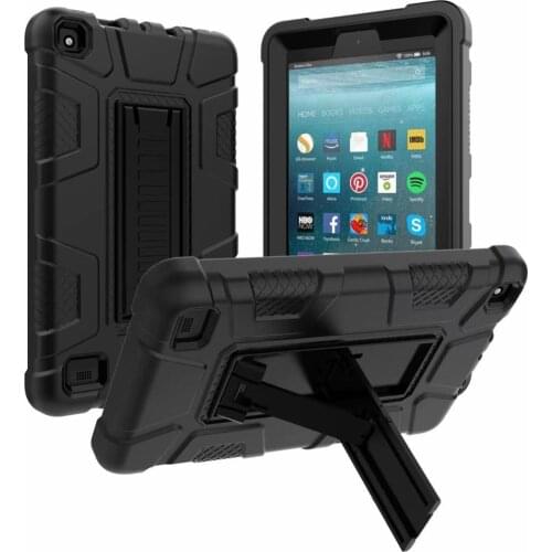 Kickstand shell Heavy Duty Shockproof Armor Rugged Protective Case Cover with Stand for Amazon Fire 7 2019 Release