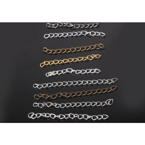 100Pcs/Lot Extended Extension Chain Silver Gold Rhodium Black Bronze Tail Extender For Jewelry Findings Necklace Bracelet Chain