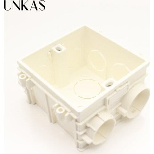 UNKAS Size 86*86mm Cassette Universal White Wall Mounting Box for EU/UK Socket Back Box and Wall Light Touch Switch