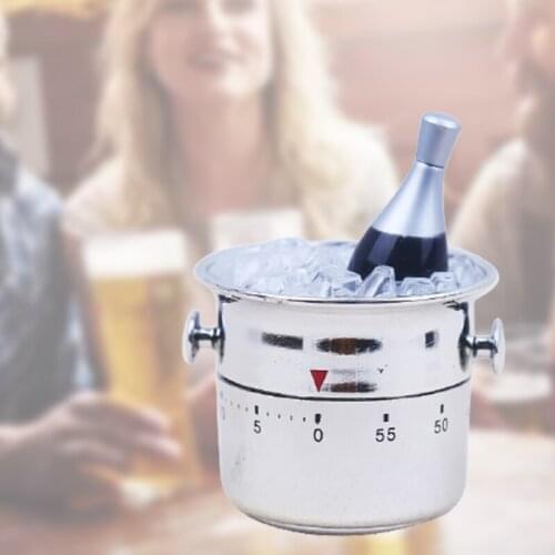 P15D Ice Bucket Shaped Kitchen Timer 60 Minutes Mechanical Wind-Up Time Reminder Tool