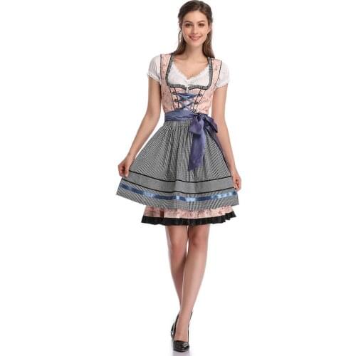KOJOOIN Womens Vintage German Dirndl Dress Costumes for Bavarian Oktoberfest Halloween Carnival