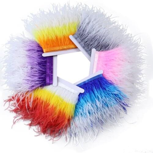 1MTERS Natural Ostrich Feather Trim Dyed Ribbon DIY Colorful For Clothing Sewing 10-15CM 4-6Inch Plumes Wedding Dress Decoration