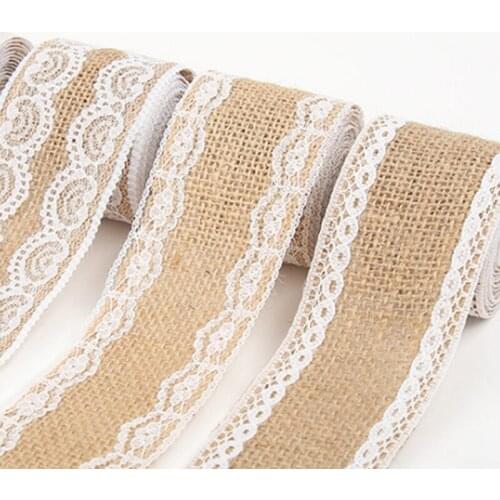 1M/Roll Natural Jute Burlap Ribbon Rustic Vintage Wedding Decor Hessian Lace Jute Roll Merry Christmas Party Supplies DIY
