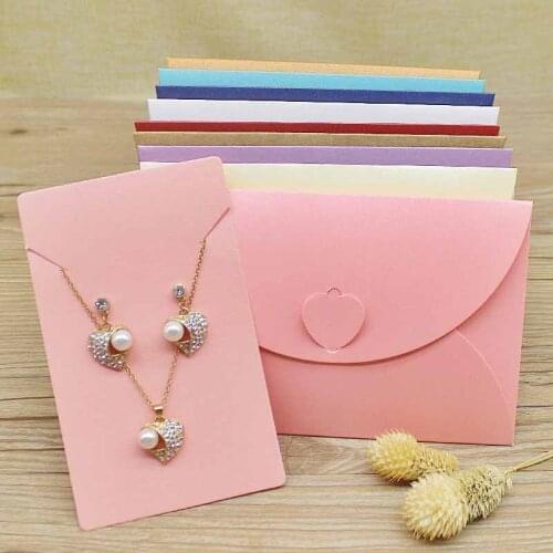 15*10cm 5pcs Jewelry Boxes Jewelry Packing Paper Cardboard Envelope Pink Necklace/Pendant Displays Cards Lovely Gift Bags