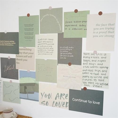 16 Pcs Ins Literary Minimalist Style Poetry Motto Wall Stickers Photo Card Decoration for Photography Props Home Art Decorative