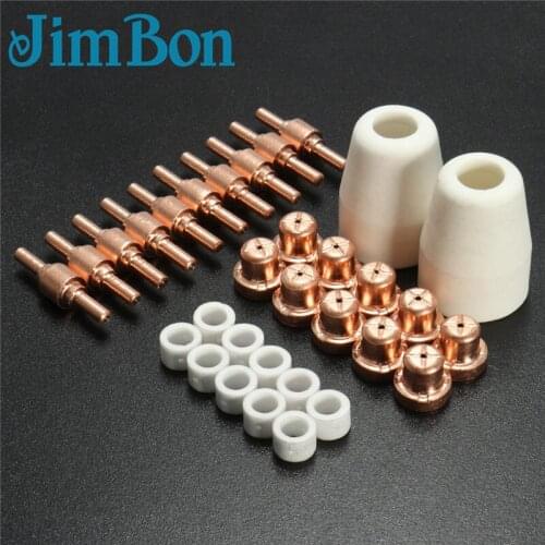 32pcs PT 31 LG-40 40A Standard Size Plasma Cutting Torch Cutter Consumables Extended TIP Nozzles Electrode