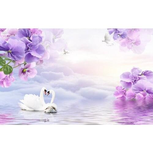 3d flower wallpaper Dream purple flowers TV backdrop 3d wallpaper modern for living room murals Home Decoration