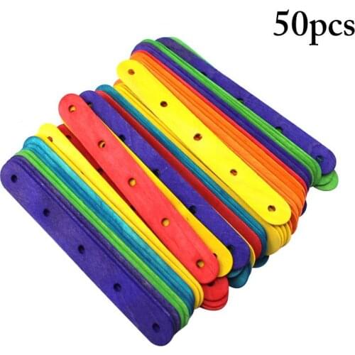 50PCS Popsicle Stick Ice Pop Maker Colorful DIY Safe Wooden Ice Cream Sticks With Holes Stick Lollipop Mold Accessories