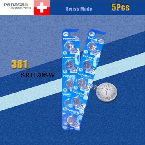 5 X renata Silver Oxide Watch Battery 381 SR1120SW 1120 1.55V 100% original brand renata 381 renata 1120 battery