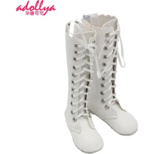 Adollya 1/3 BJD Doll Accessories 7cm Shoes For Dolls Black White Leather Boots Color High gang Doll Shoes Toys For Girls