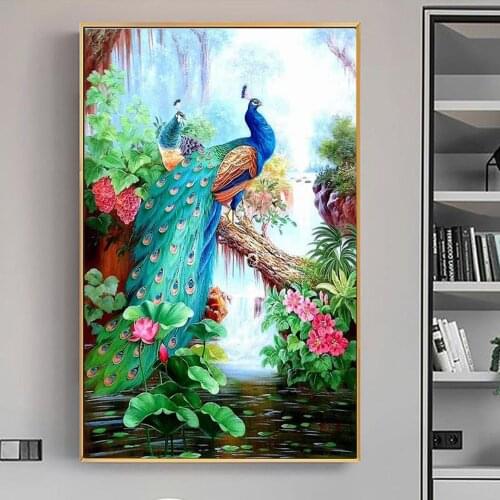 5D DIY Diamond Painting Peacock Animal Diamond Embroidery Cross Stitch Round square Rhinestone Unfinished Home Decoration Gift