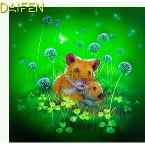 Full Round Diamond painting Cross stitch Full Square Diamond mosaic grassland mouse dandelion clover 5D DIY Diamond embroidery