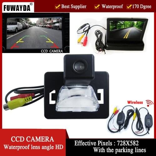 FUWAYDA Wireless Rear View Camera Car Reversing Camera with WaterProof for Mazda 5,with 4.3 Inch foldable LCD TFT Monitor