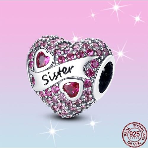 HOT SALE 100% Sterling Silver 925 Pink Pavé Heart Charms Beads Fit Original Pandora Bracelet For Women Jewelry Gift