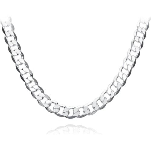 10MM 22"24"26" Men Figaro Chain Necklaces For Male 925 Silver Jewelry Statement Necklaces N185