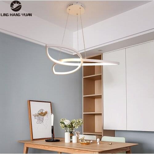 Black&White Led Pendant Light Modern Chandelier Pendant Lamp for Dining room Kitchen Living room Indoor Hanging Lamp 110V 220V