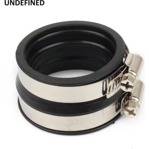 Black Motorcycle Carburetor Intake Manifold Rubber Boot Flange w/Clamps For CAN-AM BOMBARDIER DS 650 2000-2007 BAJA 2002-2004