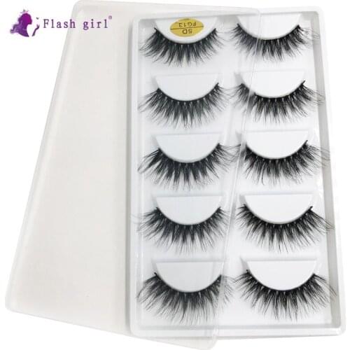 Flash Girl Makeup Eyelashes FG-13 Cruelty Free Handmade 5D Mink Lashes Soft Volume Natural Long False Eyelashes Reusable Eyelash
