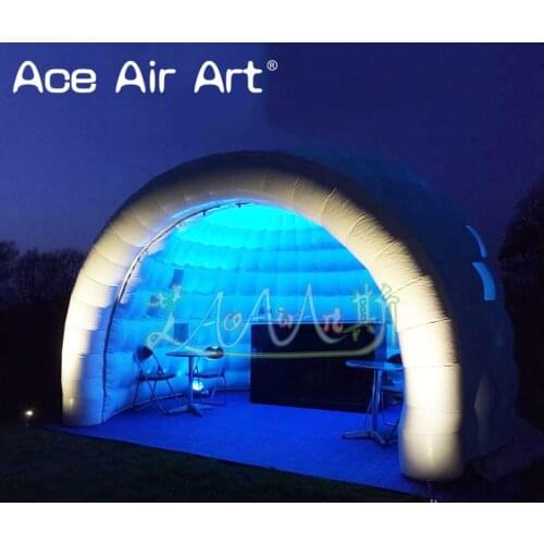 Hot sale beautiful attractive inflatable igloo tent concession booth,inflatable half dome with LED lights on topfor Parties