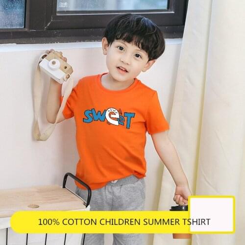 Cotton Children Kids T-shirt for Boys A Boy T Shirt Girls Tops Letter Sweet Baby Clothes Tee Short Sleeve Childs Shirts New 10Y
