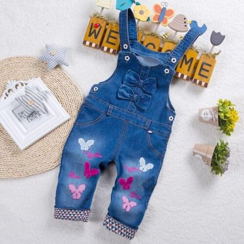 IENENS Kids Baby Girls Pants Denim Long Jeans Girl Overalls Toddler Infant Playsuit Clothes Clothing Trousers