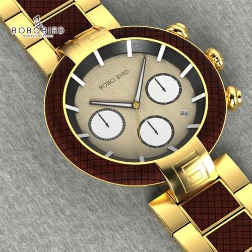 BOBO BIRD Wood Watch Men Stopwatches reloj hombre Handmade Wooden Wristwatch Male Quartz Gift for Dropshipping