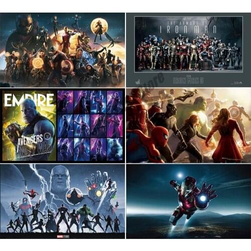 Marvel Movie Full Square Diamond Painting Iron Man Spiderman Captain America Mosaic Embroidery Room Decor Cross Stitch Kits