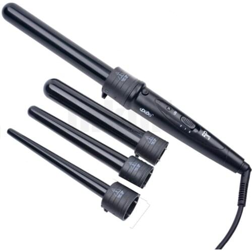 3 Parts Hair Curler Set Clip less Ceramic Curling Iron The Wand Interchangeable 3 in 1 Piece Tourmaline Series Curling cone Set