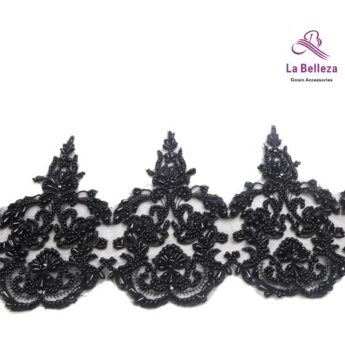 New black/off white beautiful handmade beaded lace trimming 2yards/lot