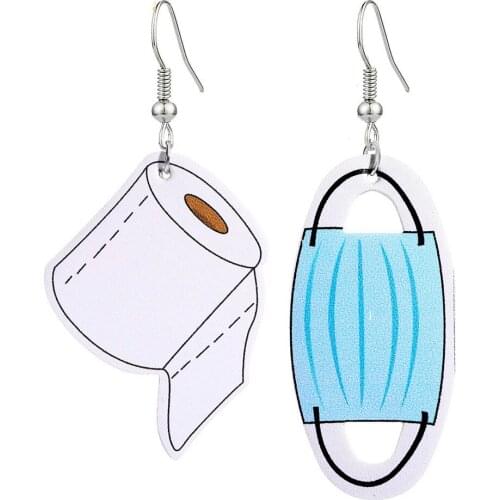 New Fashion Creative Leather Drop Earrings for Women Girls Face Mask Toilet Paper Funny Long Dangle Earrings Party Jewelry